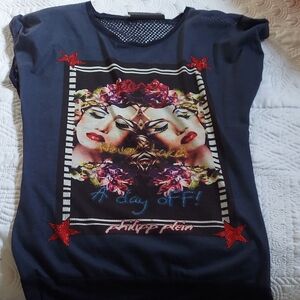 Philipp Plein Black Graphic Women's Top